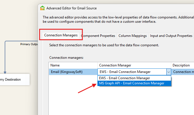 Choose MS Graph connection manager
